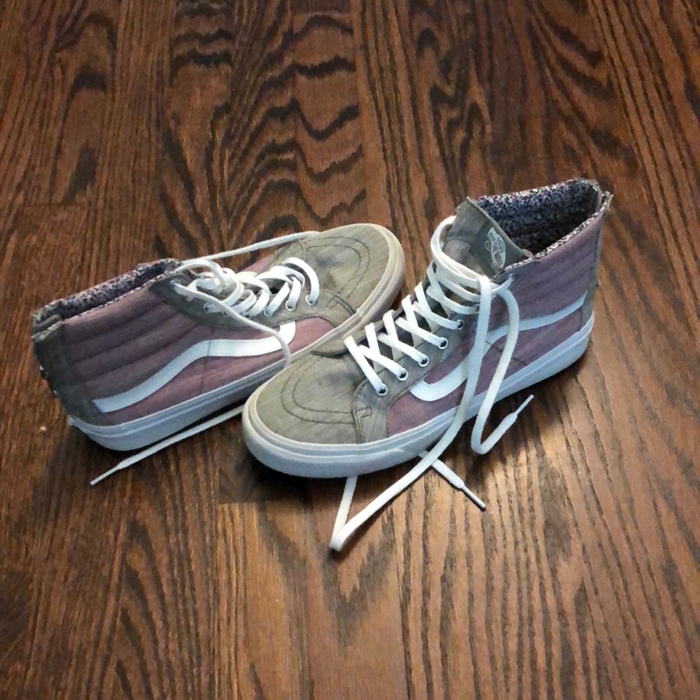 Red and grey van high tops